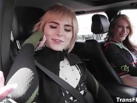 Ella Hollywood, Holly Wood And Izzy Wilde In Two Horny Trannies Pick Up A Hooker