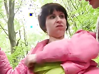 Public amateur smallboobs slut pussyfucked outdoor in forest