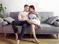 Aroused amateur tries the couch be beneficial to a nice round of sex