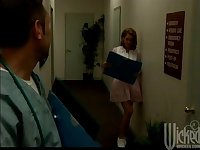Amazing quickie ends with cum on botheration for sexy nurse who loves cum
