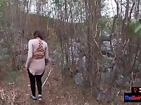 Real amateur coupling blowjob increased by sex outdoor in public on an island