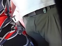 Guy rubs himself on big woman's ass