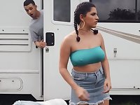 Curvy Latina doll coaxes stepbro to have taboo quickie in RV