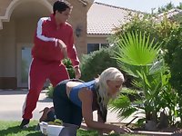 Young ruffian is caught by someone's skin busty tow-haired MILF who craves sex
