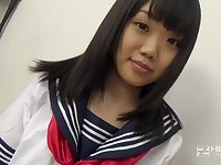 Asian teen Natsuno Himawari in college uniform gets pounded and gives oral pleasure