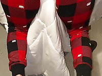 Melove Blue Butt In Grasping Red & Black Pants