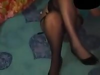 Indian Bengali Wife Jeanette relaxing in stockings