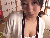 Asian maid received cum shots on her ass and tits after sensual sex